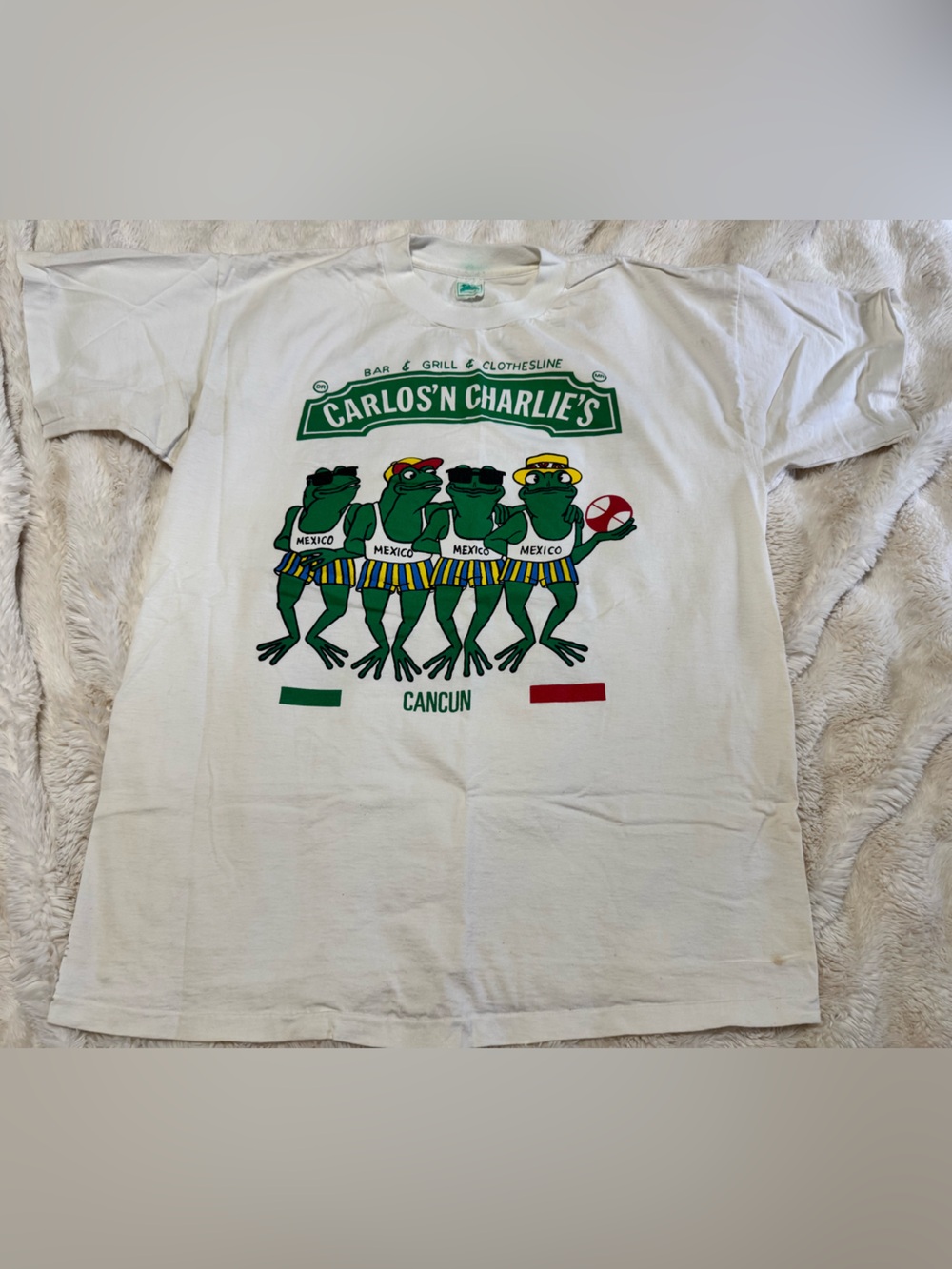 Vintage 90s Carlos N Charlie’s Frogging In Cancun Mexico T-Shirt XL Single Stitc